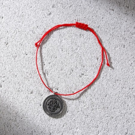 Bracelet-Galisman "Happy", red thread, length 24 cm-1
