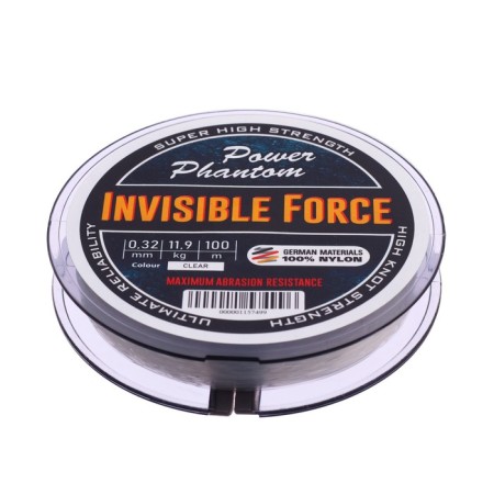 Леска Power Phantom Invisible Force CLEAR, диаметр 0.32 мм, тест 11.9 кг, 100 м-1