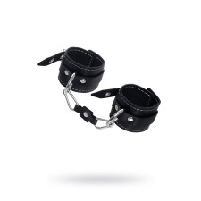 The handcuffs are two -layer with a white line Pecado BDSM, genuine leather, black