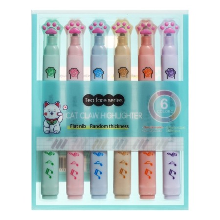 A set of markers-textbooks of 6 colors, "paws with notes"-3