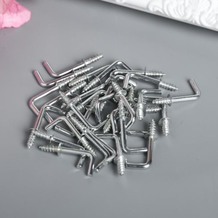 Metal hook (set 40 pcs) silver 2.5x0.5 cm, mix-4