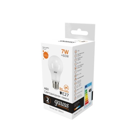 LED LED ELEMENTARY 7W A60 GRUSHED 3000K TEP. Bel. E27 520lm Gauss 23217A-1