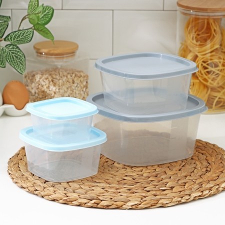 A set of food containers Ricco, 4 pcs: 230 ml, 500 ml, 900 ml, 1.55 l, square, assorted color-2