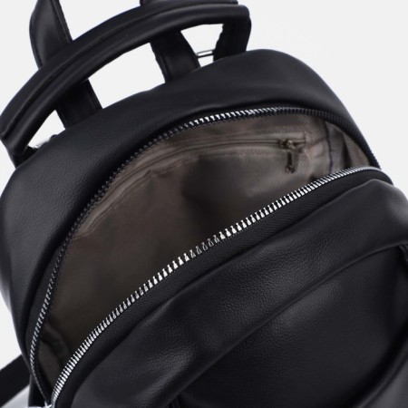 Women's backpack made of artificial leather with lightning, 3 pockets, black color-3