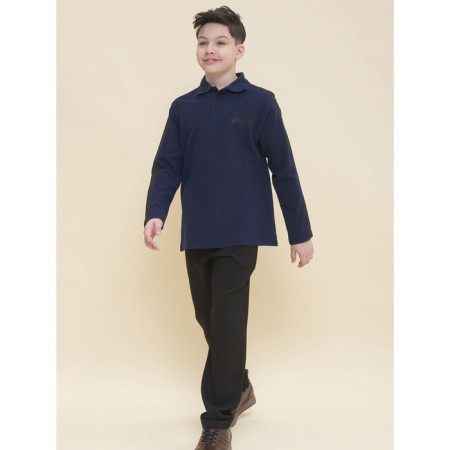 Polo for a boy with a long sleeve Pelican, height 134 cm, dark blue color-9