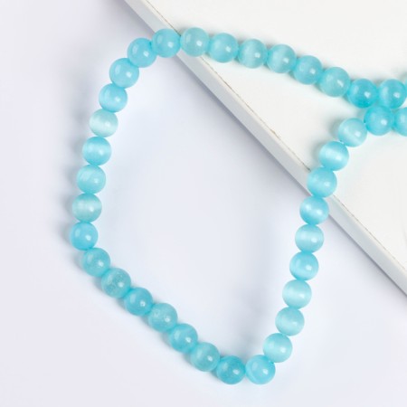 Beads made of natural stone "Cat Eye" set of 50 pcs., 1 pc. - 8 mm, turquoise-1