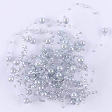 Field for decor with beads, length - 4.8 m, silver color
