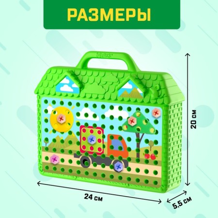 Designer in the suitcase "Color and shape", with electric screwdriver, 2 cards, 57 parts-1