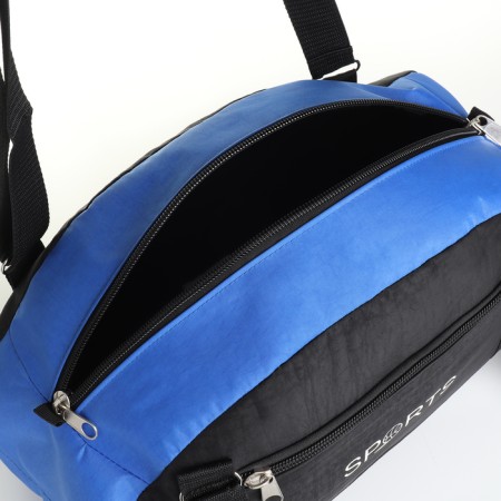 Sports bag with lightning, external pocket, black/blue color-2