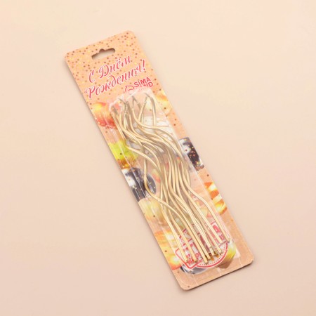 Candles for cake twisted "serpentine", 15 cm, cocktail, golden, 20 pcs,-2