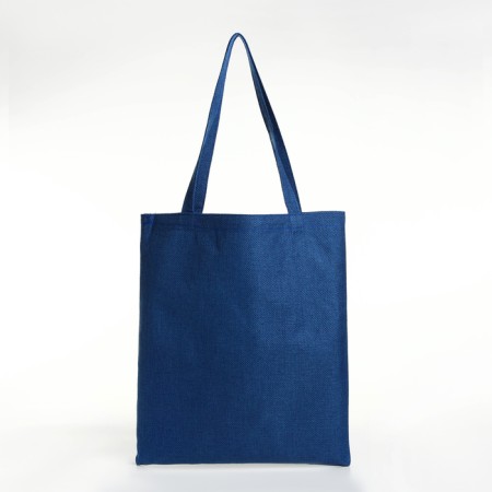 Shoper bag without fastening, from textiles, blue color-2