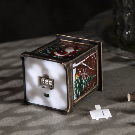 LED figure "Bronze Lantern with Santa Claus" 7 × 13 × 3.5 cm, plastic, batteries AG13x3, glow warm white-2