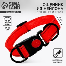 Ошейник из нейлона с фастексом 2 см, цв красный