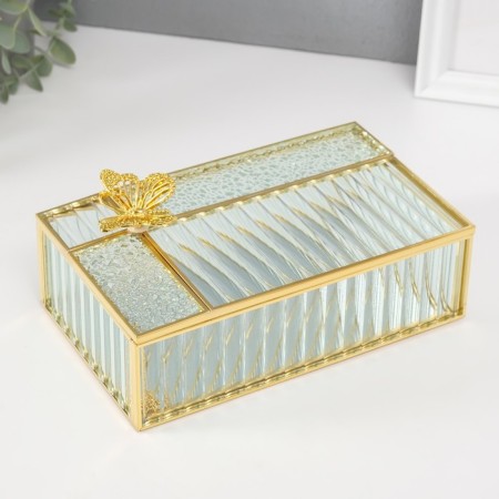 Casket glass with a metal frame "Butterfly" rectangle transparent 12.3x20x8.3 cm 1052434