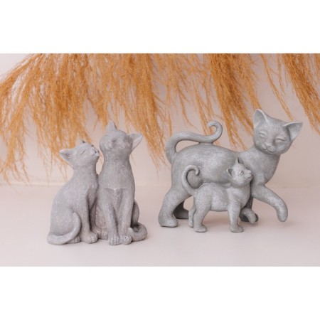 Souvenir Polystone "A cat with a kitten - a walk" Medallion heart, gray 17.5x9.5x19 cm-4