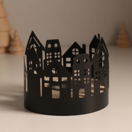 Climber metal, wood per 1 candle "houses" d = 4 cm 10x10x8.5 cm-3