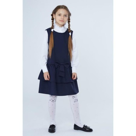 School sundress for girls, blue color, height 140-1