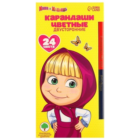 Color pencils, 24 colors, bilateral, Masha and Bear-6