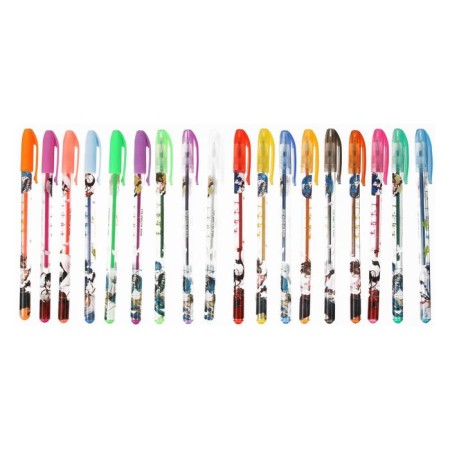 A set of gel pens, 18 colors, metallic, a body with a pattern, in a blister on a button-5