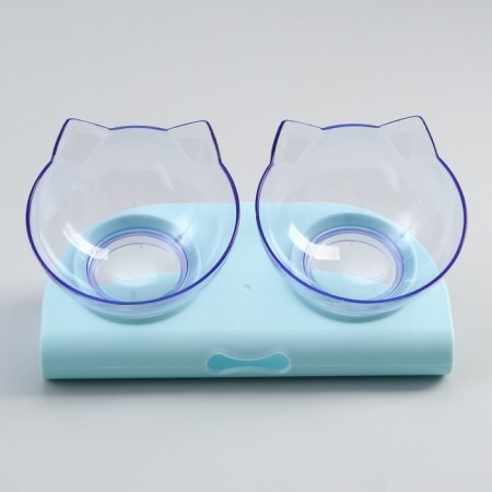 Plastic bowls on a turquoise stand 26 x 14 x 12 cm transparent-1