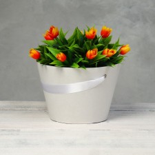 Carrying cone to flowers, white 11.5 x 17 x 12 cm