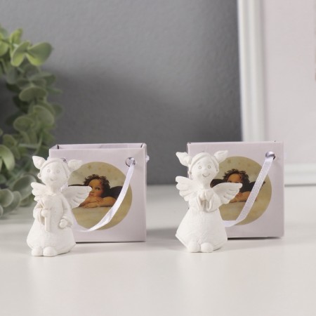 Souvenir Polystone "Girl Angel with two tails" White mix 3.5x3x5.5 cm
