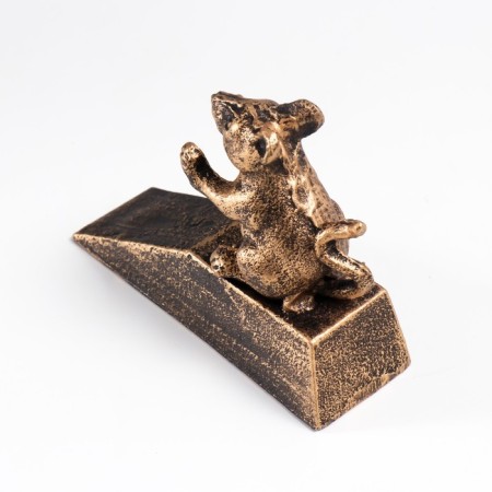 Stopper door cast iron "mouse" Golden Patina 11x4x14 cm-2