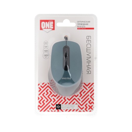 Mouse Smartbuy One 265-B, game, wired, optical, soundless, 2400 dpi, USB, blue-1
