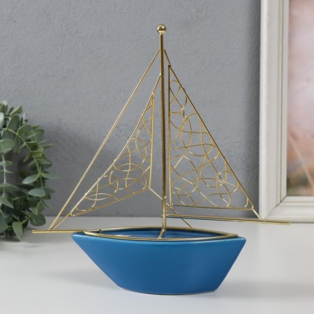 Souvenir ceramics, metal "Sails with sails" blue with gold 22.8x5.9x24 cm-3
