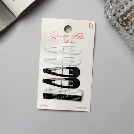 Invisibility for hair "Bridget" (set 12 pcs) 5 cm, black and white