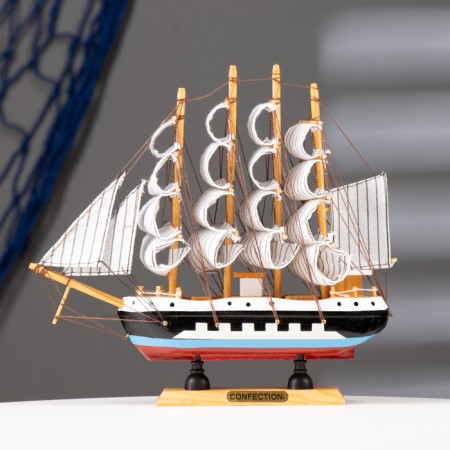 Arkham ship four -masted with white sails, 24*5*23cm-6