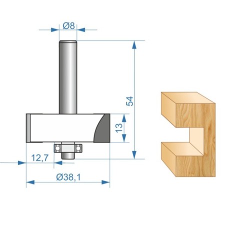 Clesteric Enkor Prof 46327, fold, on wood, d = 8 mm, 38.1 x 13 mm-3
