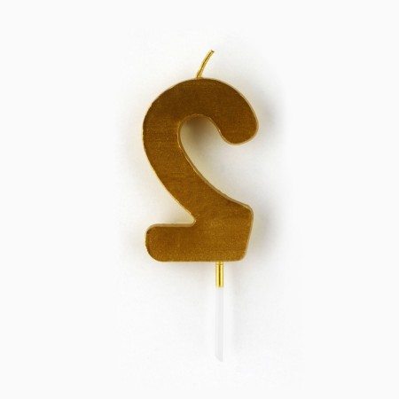 Candle for the cake, number "2", gold, 4 x 10 cm.-2