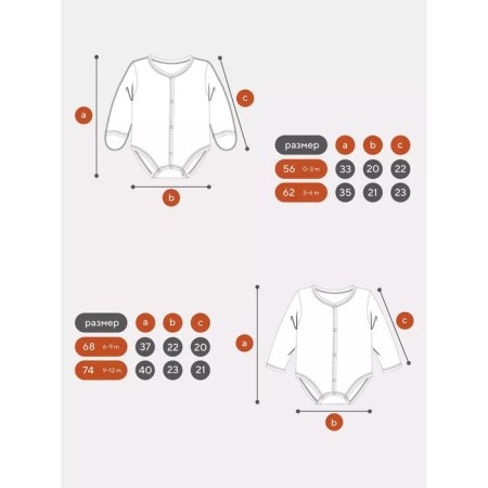 Body baby with a long sleeve Rant Rainbow, height 68 cm, peach color-6