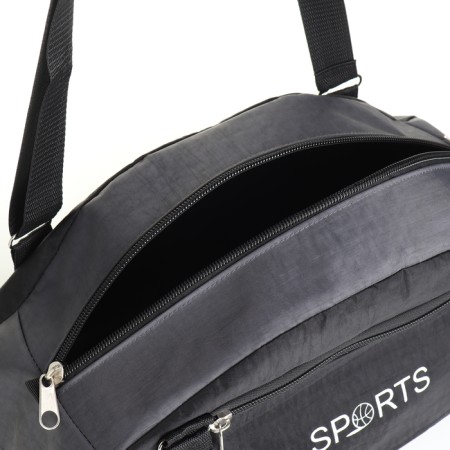 Sports bag with lightning, external pocket, black/gray color-2