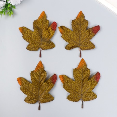 Decor for creativity "Maple leaf" set 4 pcs green 11.5x14 cm-2
