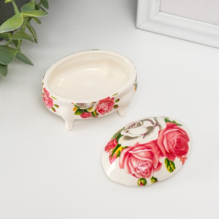 Coramics box on the legs "velvet roses" 6.1x7.7x4.8 cm-3