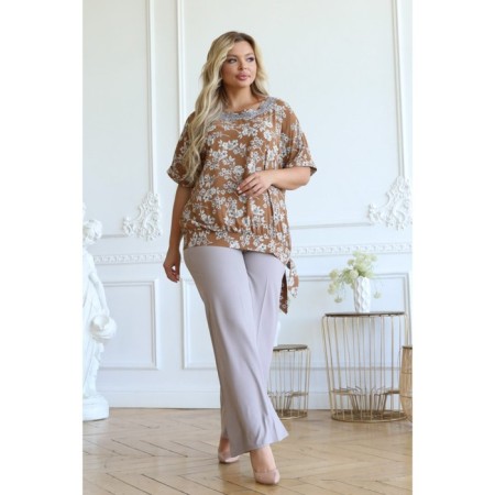 Female blouse, size 56, beige color-4