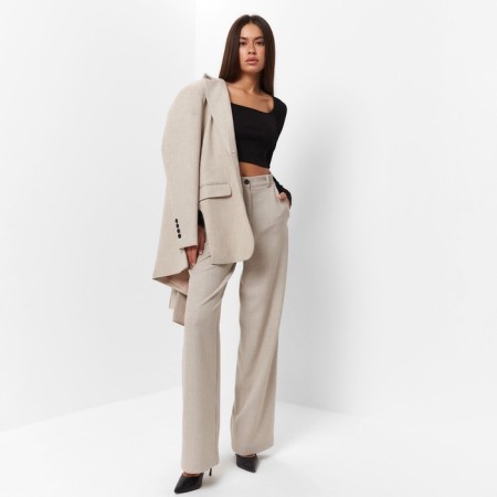 Women's jacket with side cuts MIST Size 52-54, beige color-5