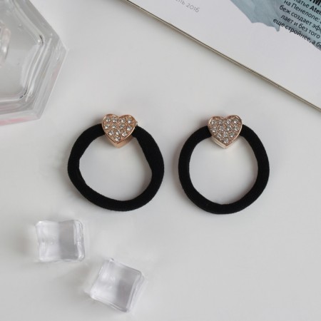 Hair elastic band "Brilliant fairy tale" (set 2 pcs) heart, 4.5 cm-1
