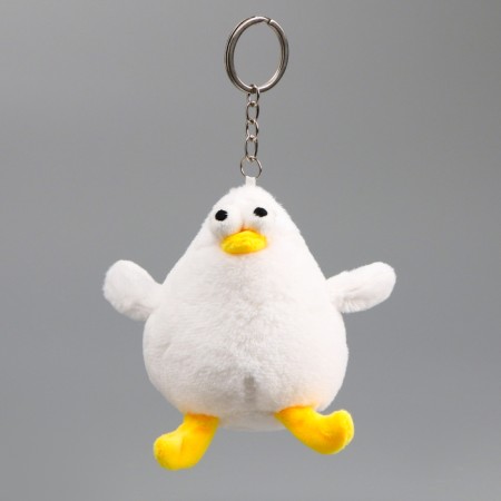 Soft toy "Chick" on a key fob, 10 cm, white color-4