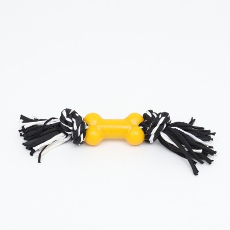 Cable toy with a bone, up to 105 g, up to 25 cm, black and yellow series-1