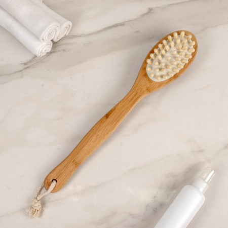 Massage brush for the body of the share, with a handle and a massage, natural bristles-2