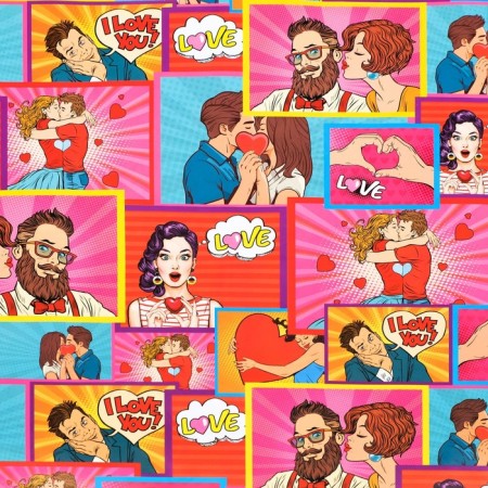Glossy packaging paper "Pop Art Love", bilateral, 70 x 100 cm-3