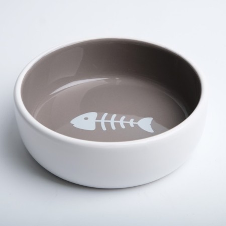 Ceramic "fish bone" 300 ml 13.4 x 4 cm, gray-white-2