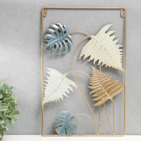 Souvenir wall metal "Palm leaves" blue-blue with gold 40x0.5x25 cm