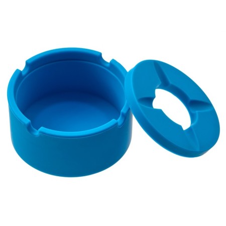 Silicone ashtray, with a lid, round, 8.3 x 4 cm, blue-2