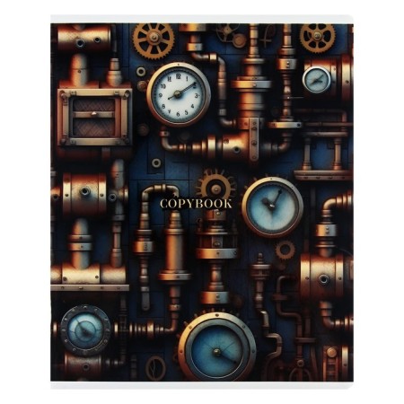 Notebook of 48 sheets in a cage on a clip "Steampank", cover coated cardboard, glossy lamination, mix-4