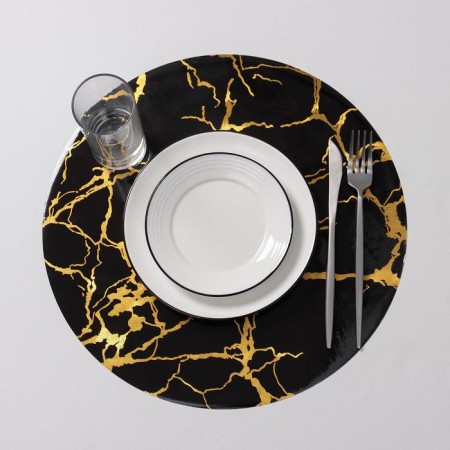 Serving napkin on the table "Marble", d = 38 cm, black color