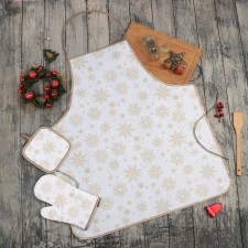 Kit. set 3pr. Dolyana Snowflakes Golden Prof. 17*17 cm, mittens.26*16 cm, Fart. 70*80 cm 100% p/e 94461